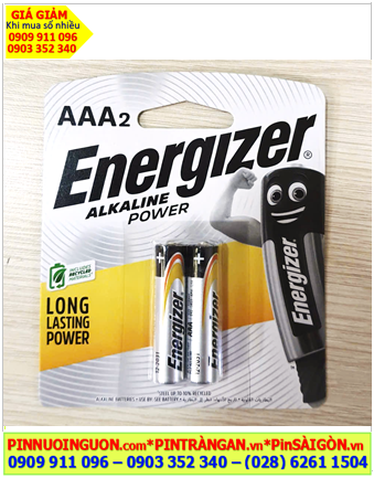 Pin Remote Tivi Pin AAA 1.5v Energizer E92-BP2, LR03 Alkaline Power (Singapore) /MẪU MỚI